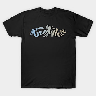 T24014 Freestyle letters graphic T-Shirt